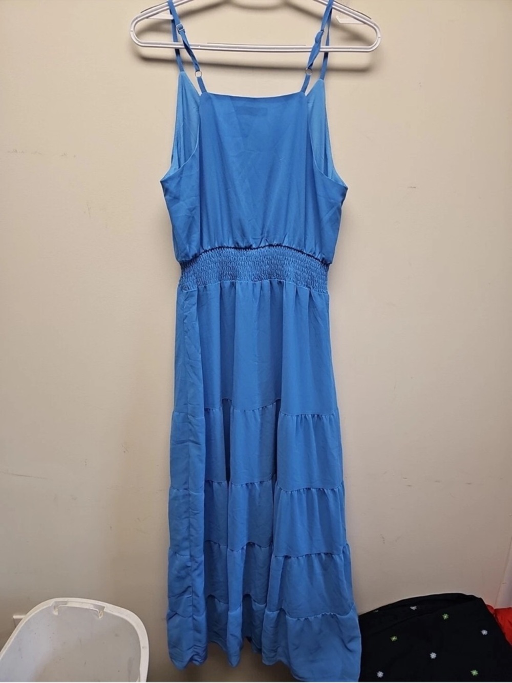 Women’s Blue Button-Front Maxi Dress pretty garden medium - Picture 3 of 11